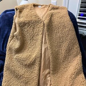 Long Sherpa like vest. 18/20 Hippy vest for Girls or Guys. Lined. Like new.